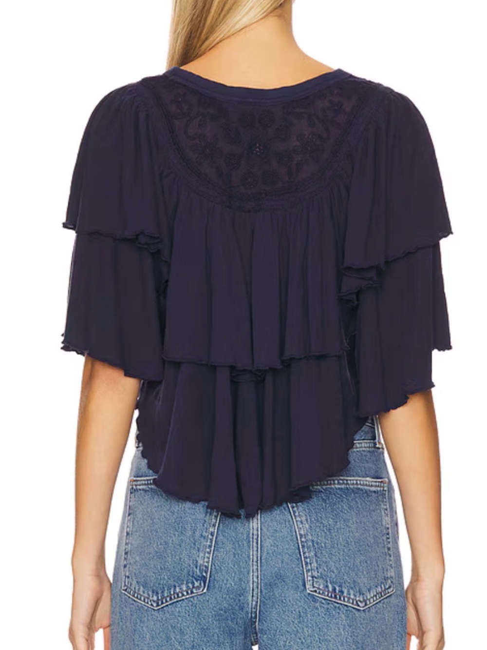 Free People Rose Party Tee Layered Ruffle Blouse
